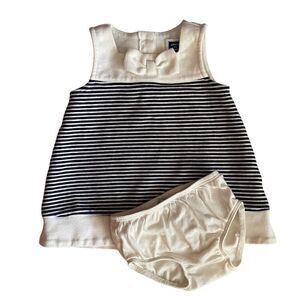 Janie & Jack Blue Ivory Striped Sleeveless Dress Size 3-6 Months
